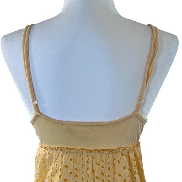 Womens Beachy Eyelet Yellow Sundress Spaghetti Straps Empire Waist By Roxy S - Picture 5 of 10